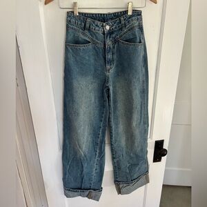 Cider Denim Mid-Rise Solid Roll Hem Straight Jeans